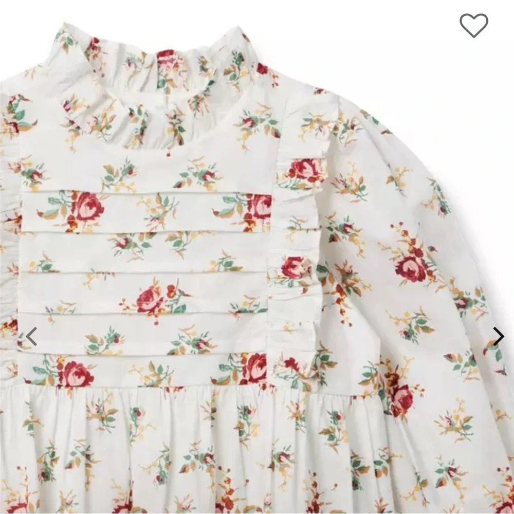 Floral Kids Blouse - White and Red 0013